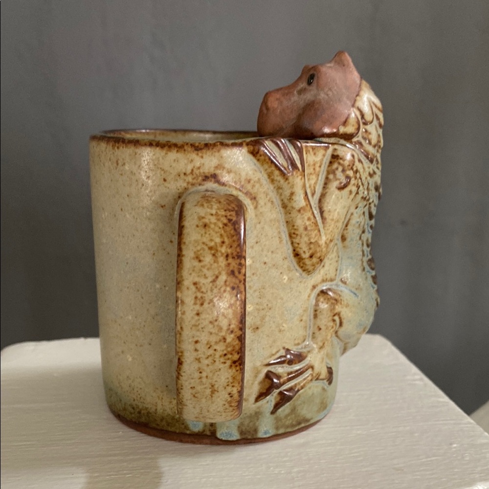 Vintage Stoneware Japan Sea Creature Lizard 3D Mug Coffee Cup - Picture 2 of 9